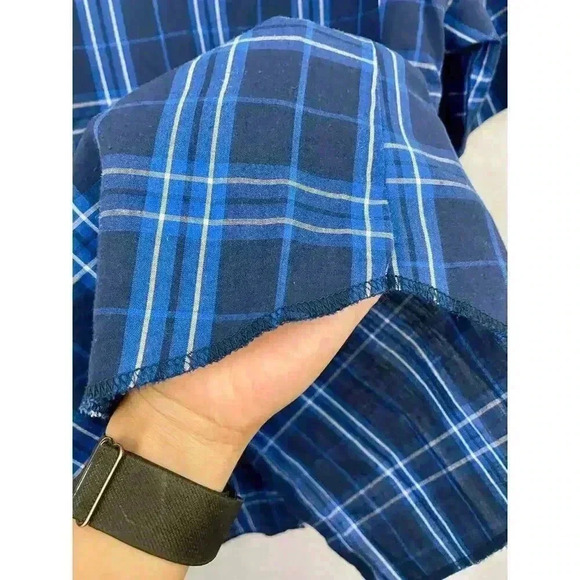 Rustler Blue Plaid Pearl Snap Western Shirt XL Short Sleeve X Long Tails - Picture 5 of 10